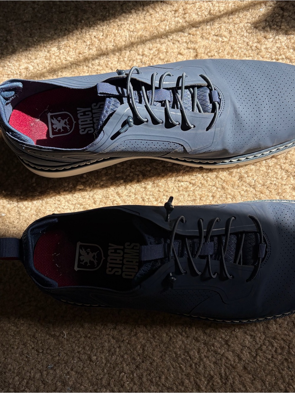 Stacy Adams Men's, US Mens 12, Navy Lace-Up Perforated Dress Sneakers